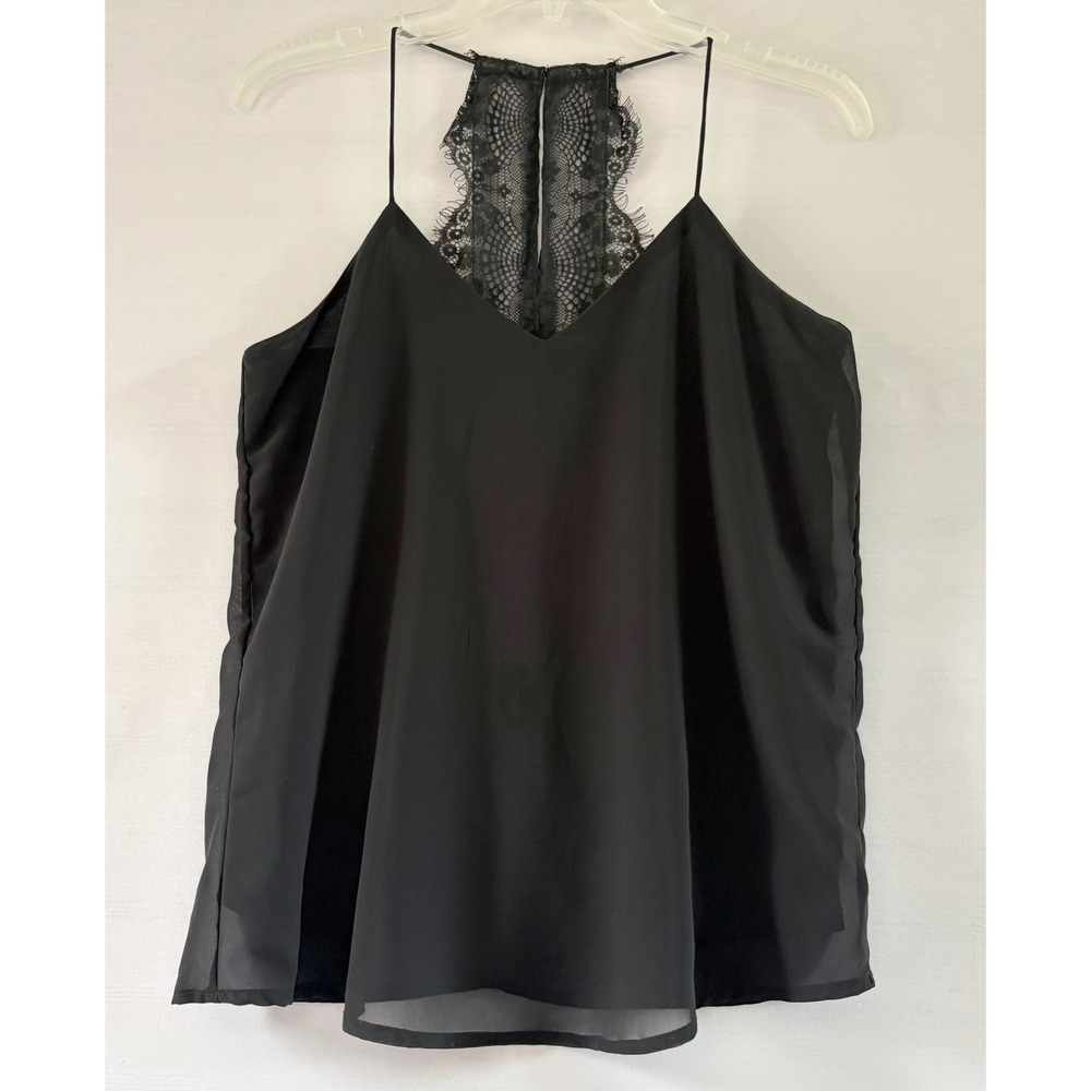 Japna Womens Black Lace‎ Racerback Camisole V-Neck Sleeveless Blouse XS